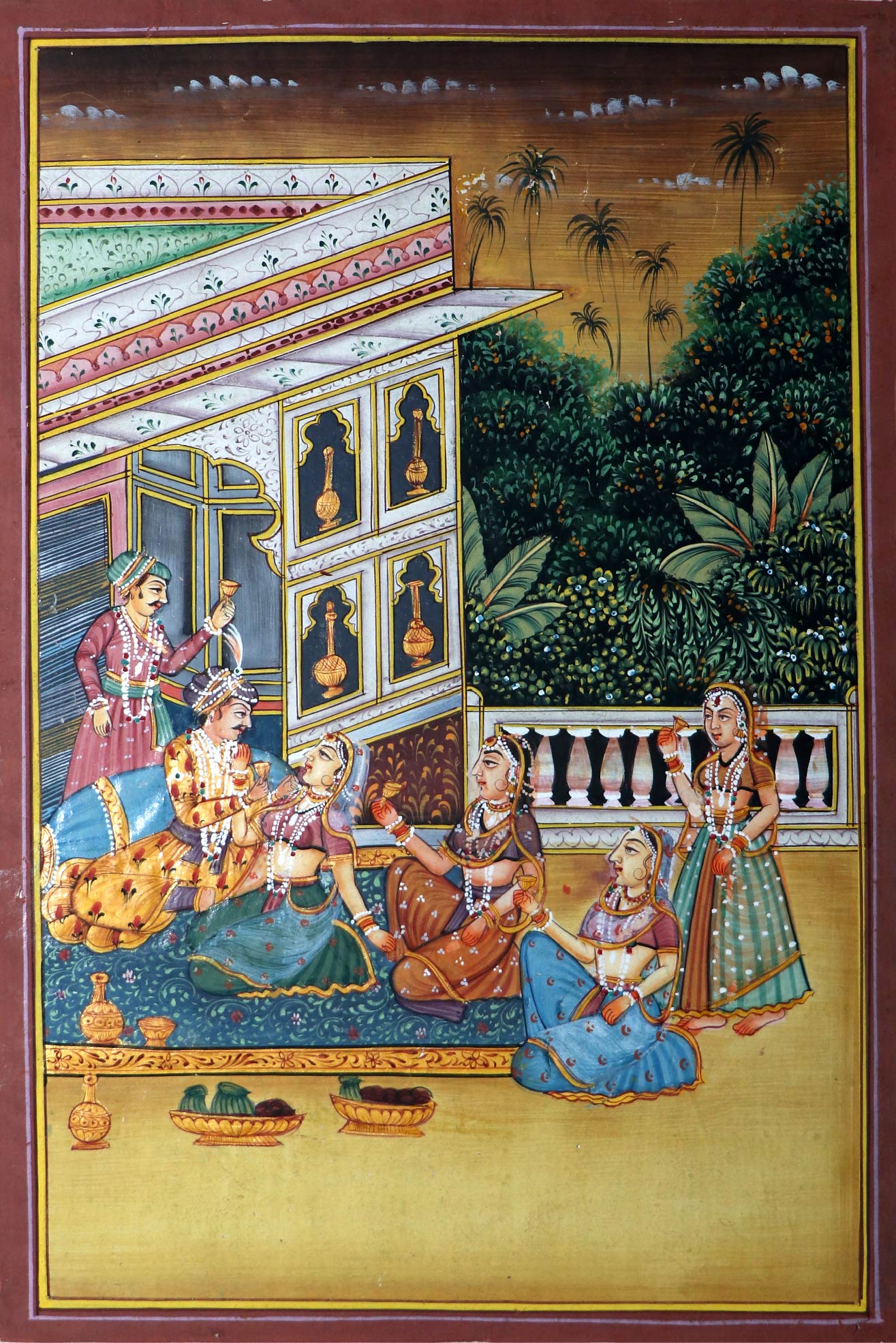 3 miniature paintings,. 6.5 by 10 inch border to border