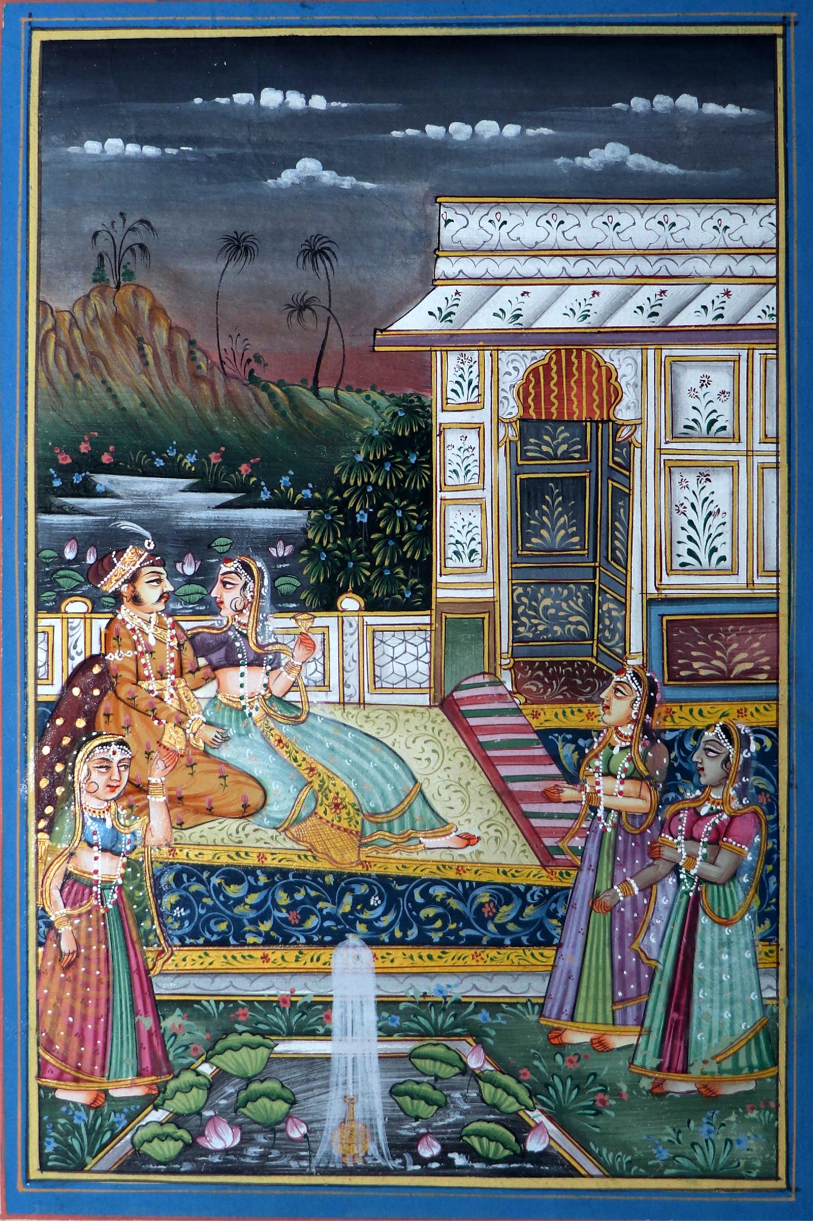 5 miniature paintings. 6 by 9 inch border to border