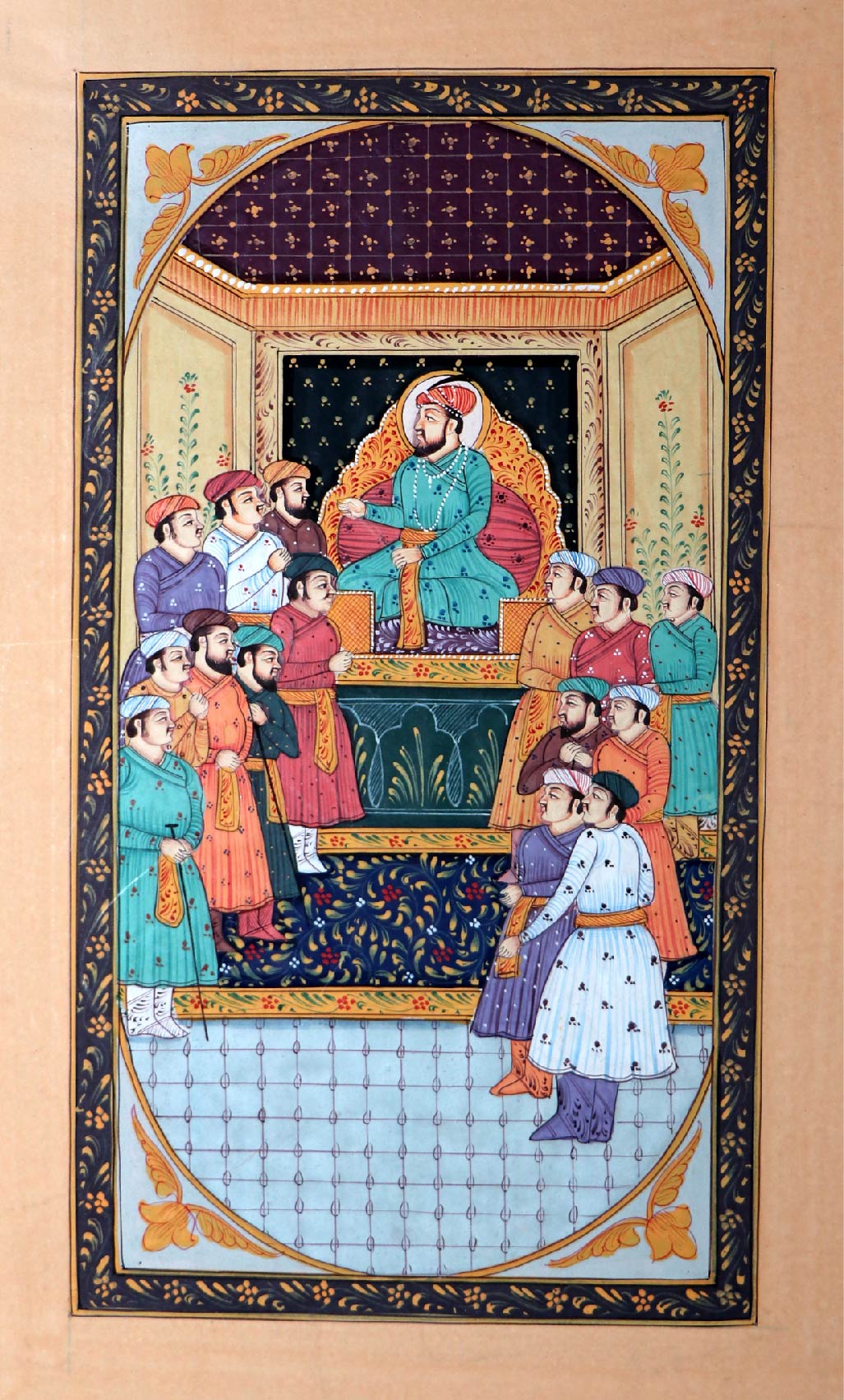 11 mughal court scene . 4.25 by 7.75 inch border to border