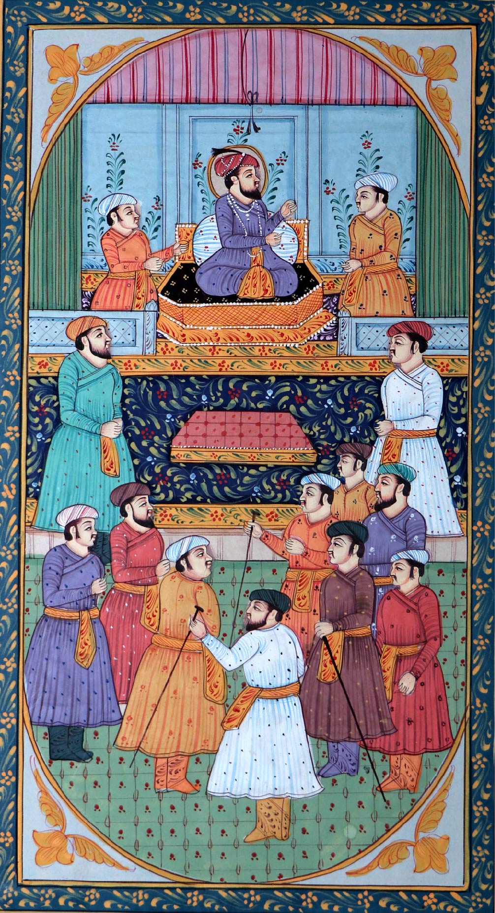 13 mughal court scene,.,. 4.25 by 7.75 inch border to border